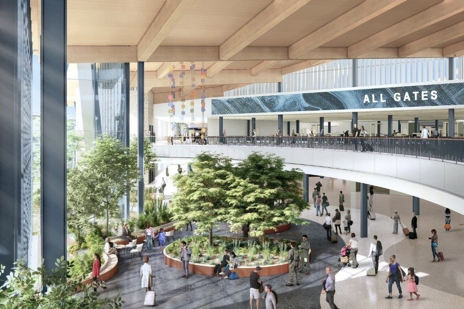 The Welcoming Plaza will feature local vegetation and natural light. (Courtesy Corgan — Lake|Flato)